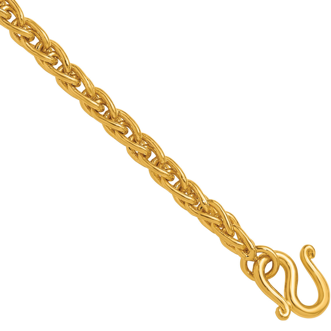 24K Pure Gold 5.2mm Solid Wheat Chain 8 in. Bracelet - Image 3 of 5