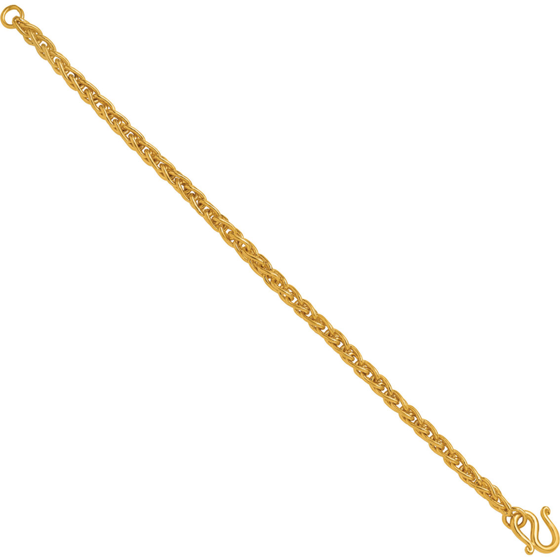 24K Pure Gold 5.2mm Solid Wheat Chain 8 in. Bracelet - Image 4 of 5