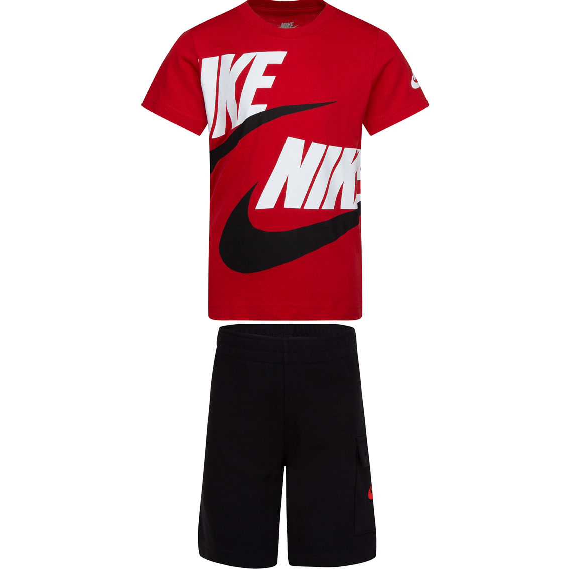 Nike Little Boys Big Double Logo Graphic Tee And Cargo Shorts 2 Pc. Set ...