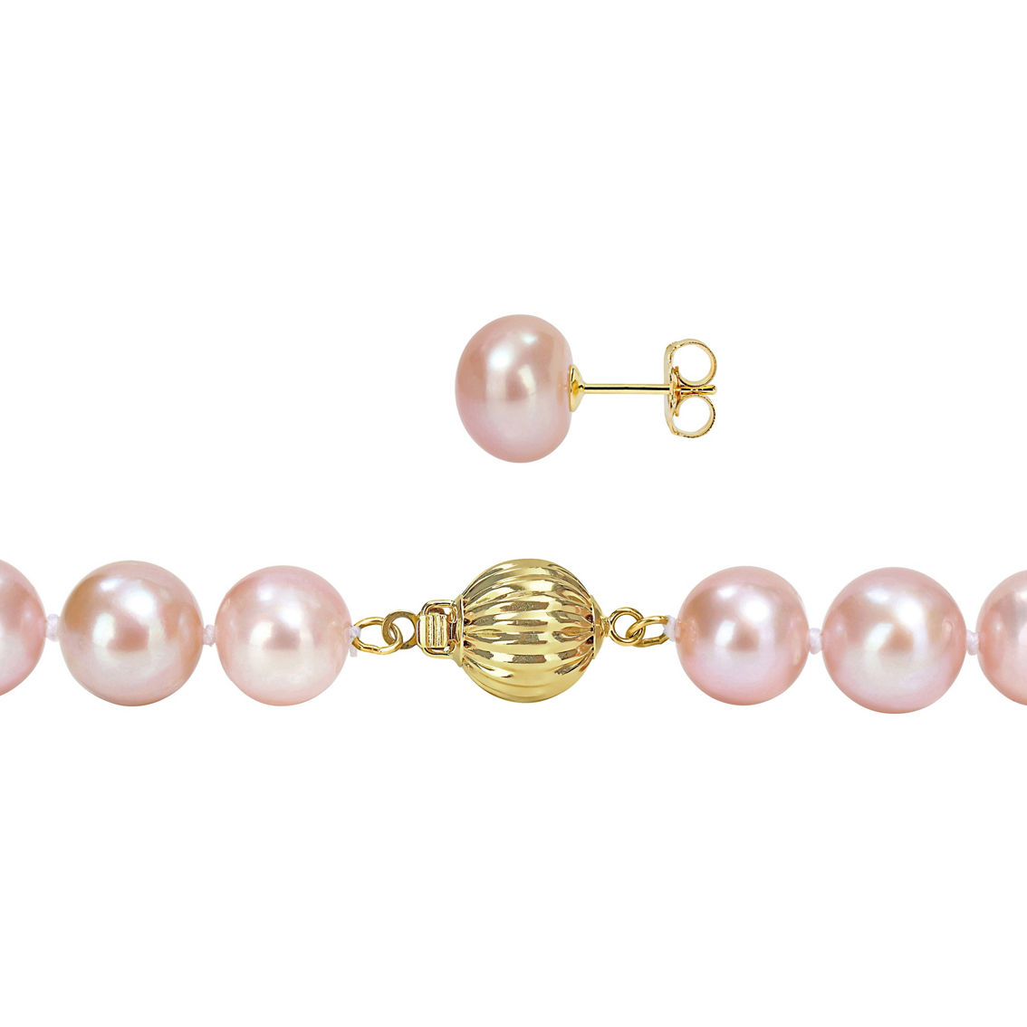 Sofia B. 14K Gold Pink Cultured Freshwater Pearl Strand Necklace and Earring Set - Image 2 of 5