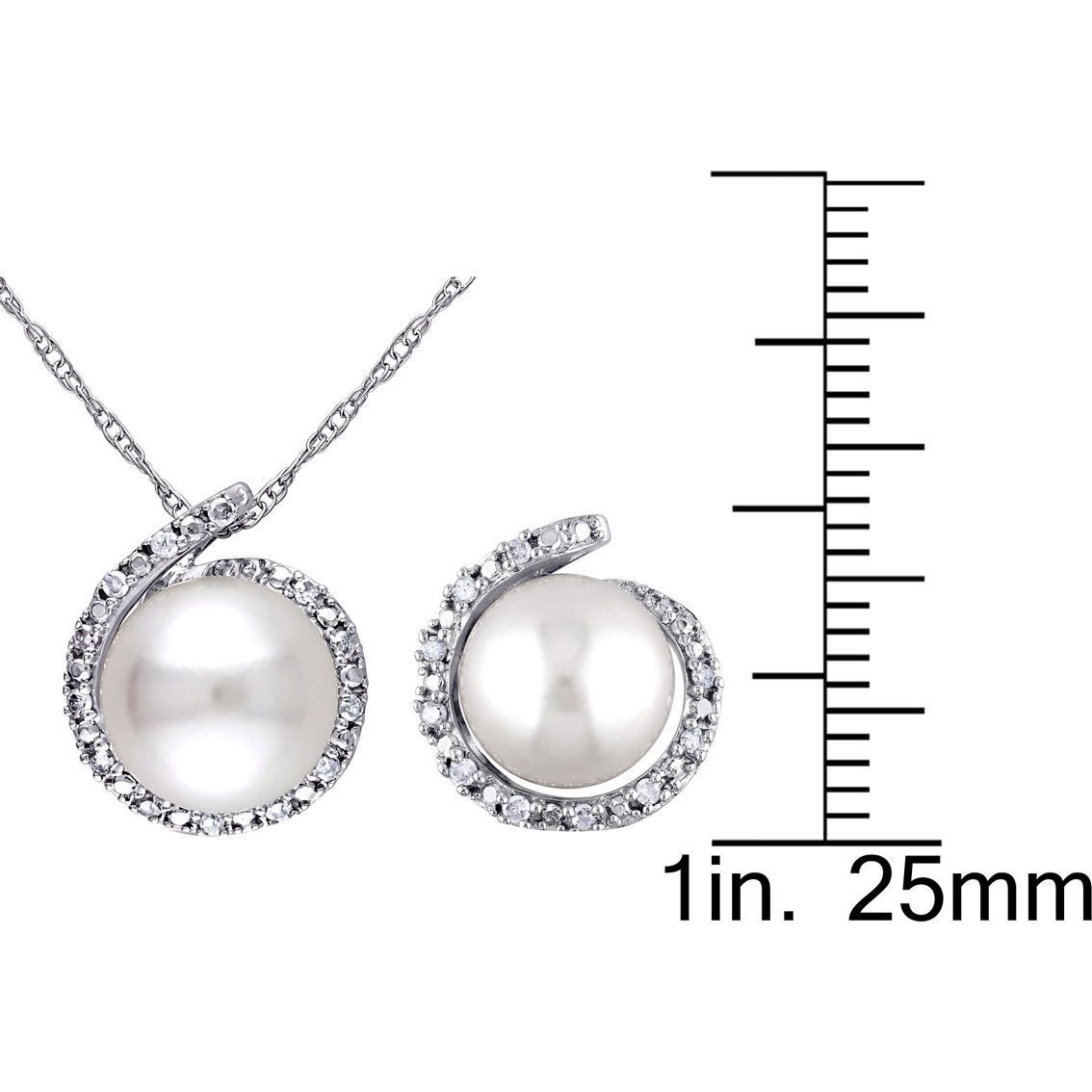 Sofia B. 10K White Gold 1/7 CTW Diamond Cultured Freshwater Pearl 2 pc. Jewelry Set - Image 3 of 3