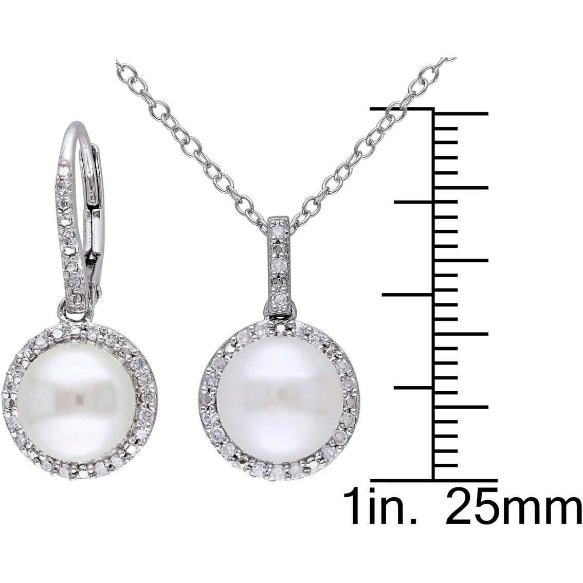 Sofia B. Sterling Silver 1/3 CTW Diamond Freshwater Pearl 2 pc. Jewelry Set - Image 2 of 2