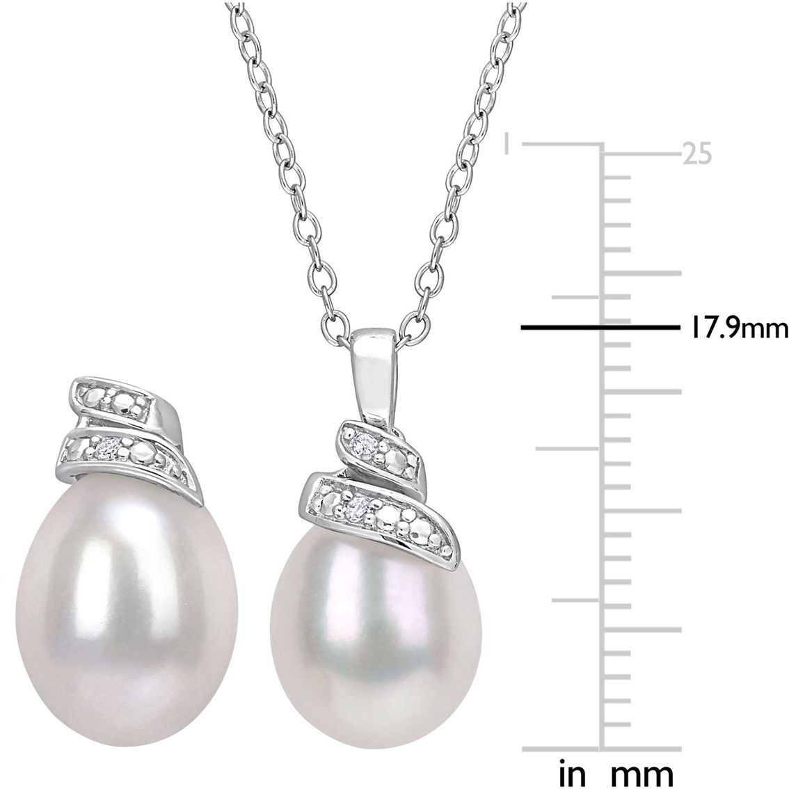 Sofia B. Sterling Silver Cultured Freshwater Pearl Diamond Accent 2 pc. Jewelry Set - Image 3 of 3