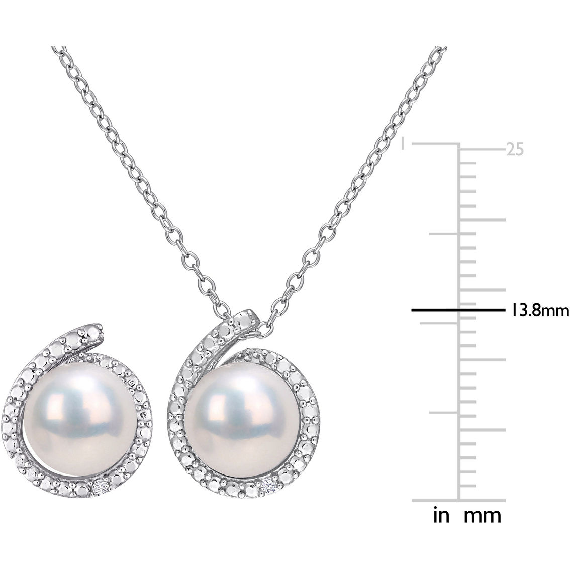 Sofia B. Cultured Freshwater Pearl Diamond Accent Earrings & Necklace 2 pc. Set - Image 3 of 3
