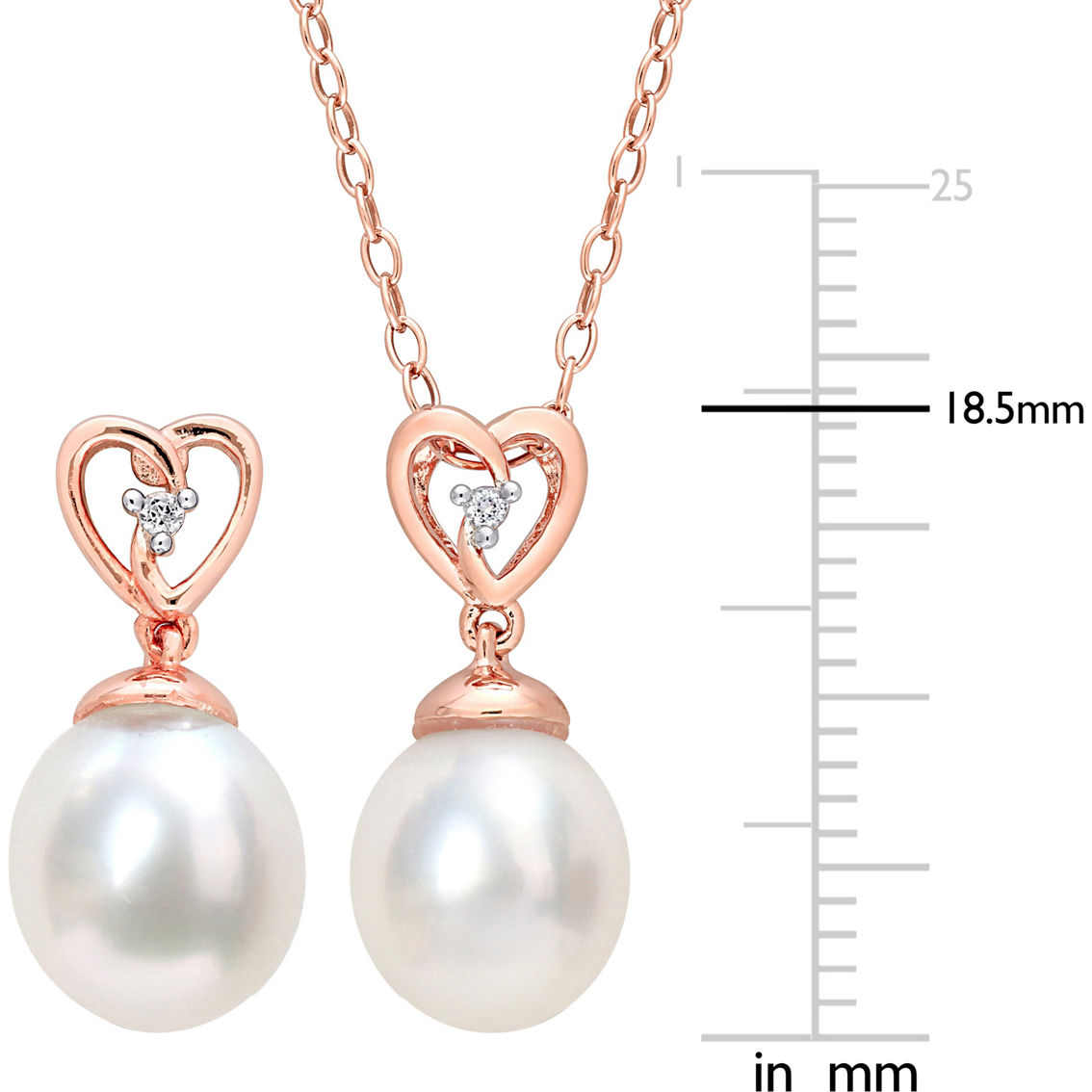 Sofia B. Cultured South Sea Pearl White Topaz Heart Earrings & Necklace 2 pc. Set - Image 4 of 4