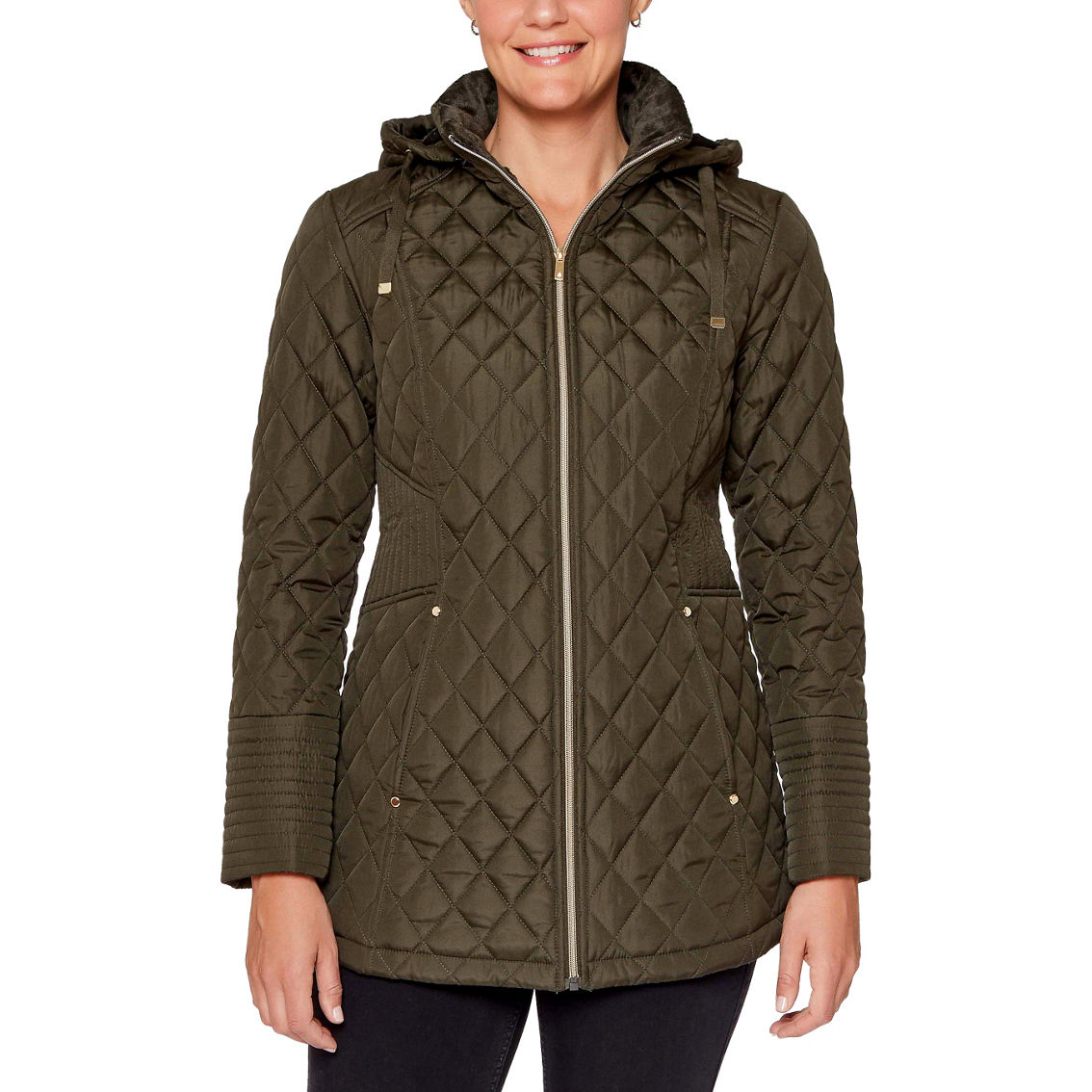 Details 31.5 In. Hooded Quilted Jacket | Coats | Clothing & Accessories ...