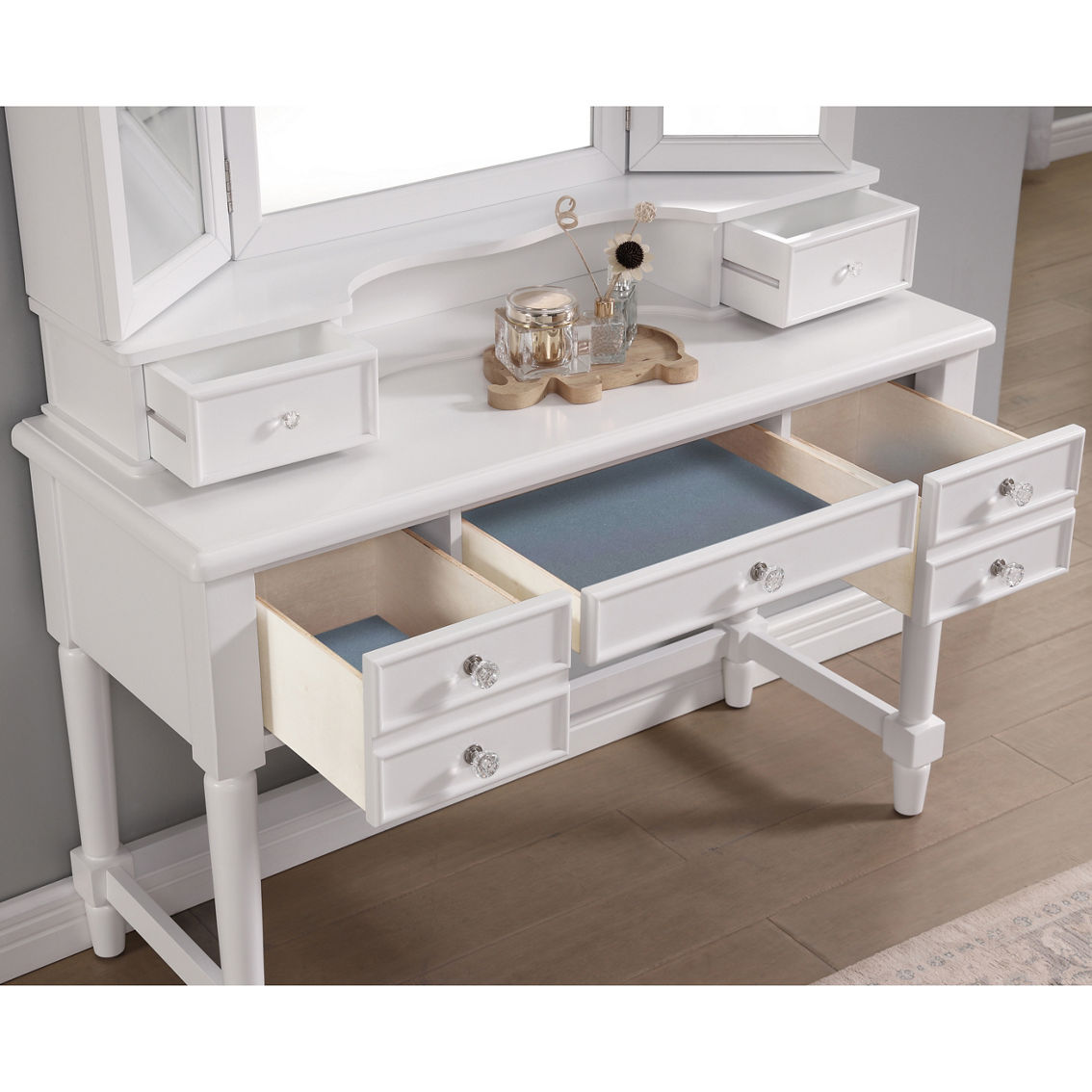 Furniture of America Estae White Vanity 3 pc. Set - Image 3 of 3
