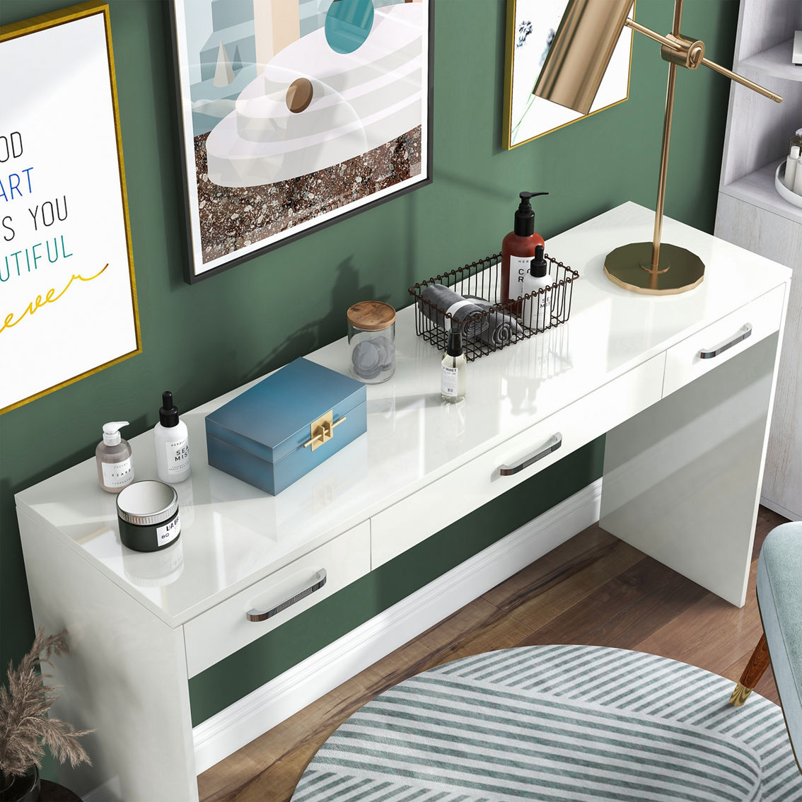 Furniture Of America Olive Wood Vanity 3 Drawer Table | Vanities ...