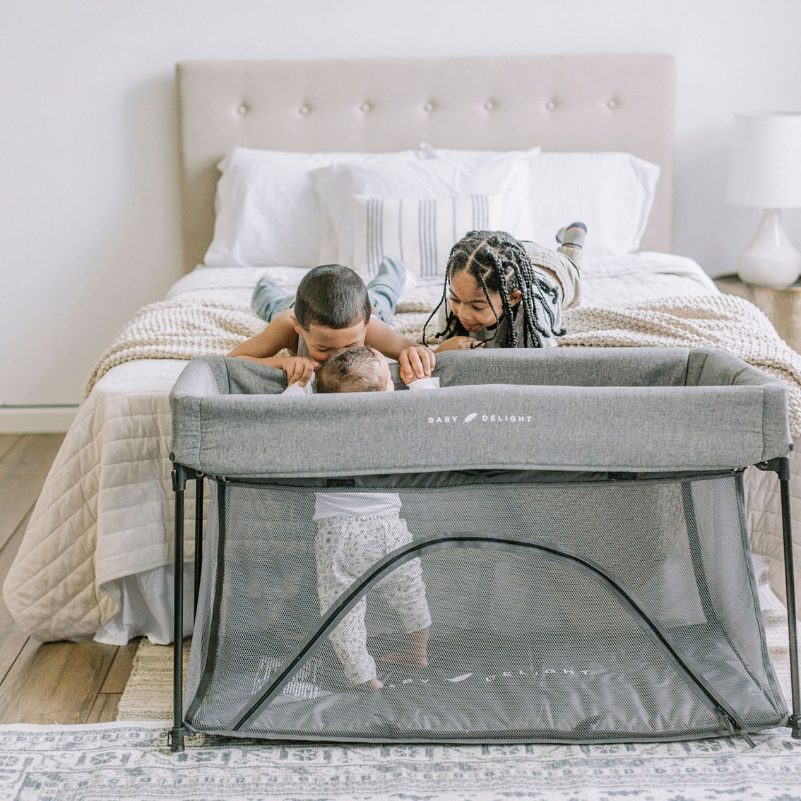 Baby Delight Nod Deluxe Portable Travel Crib, Charcoal Tweed - Image 2 of 3