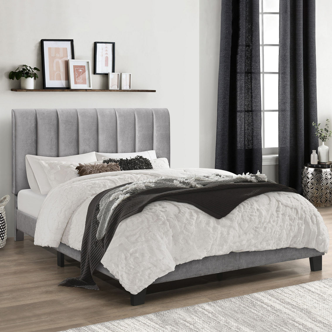 Hillsdale Furniture Crestone Upholstered Platform Bed, Silver/Gray - Image 3 of 3