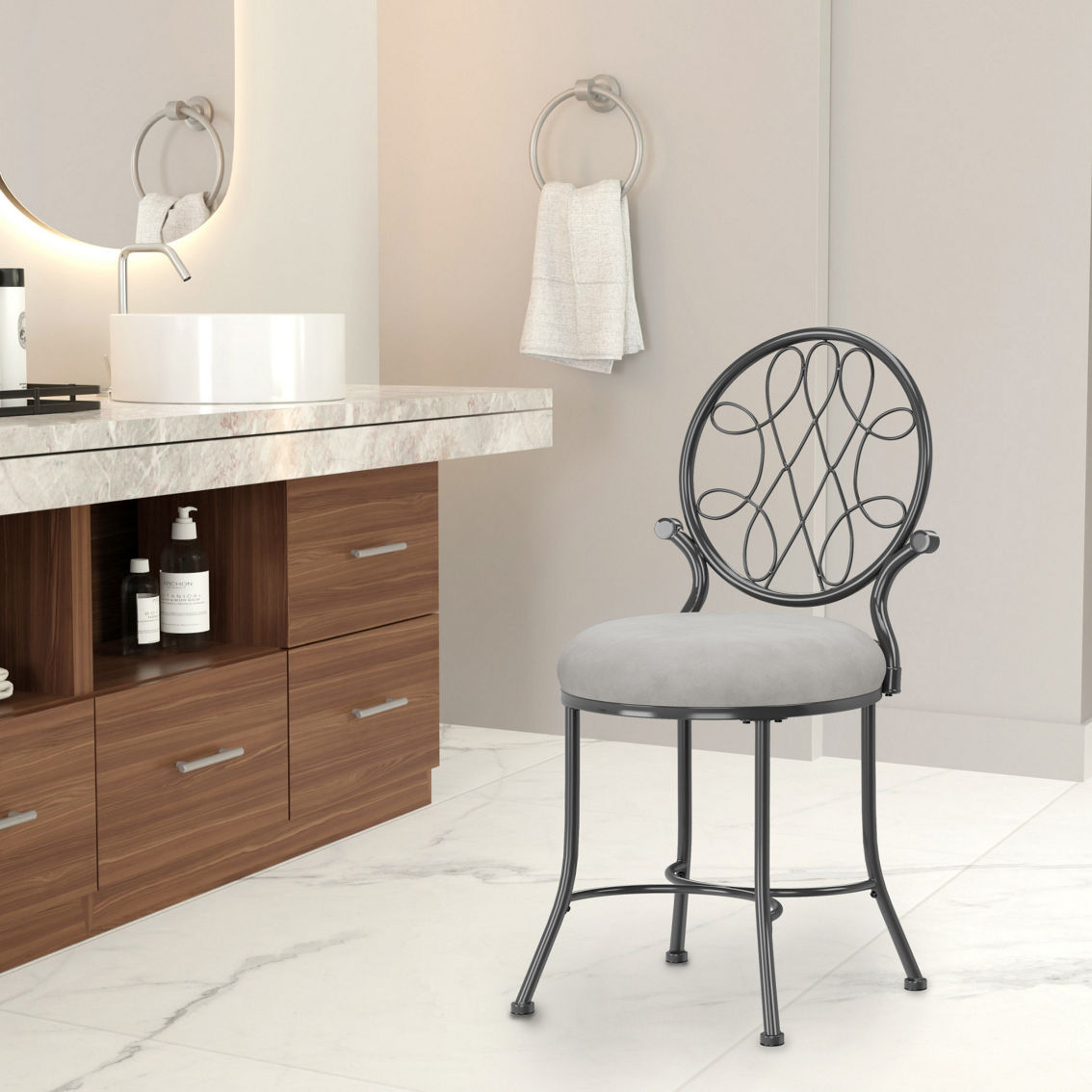 Hillsdale Furniture O'Malley Metal Vanity Stool - Image 2 of 2