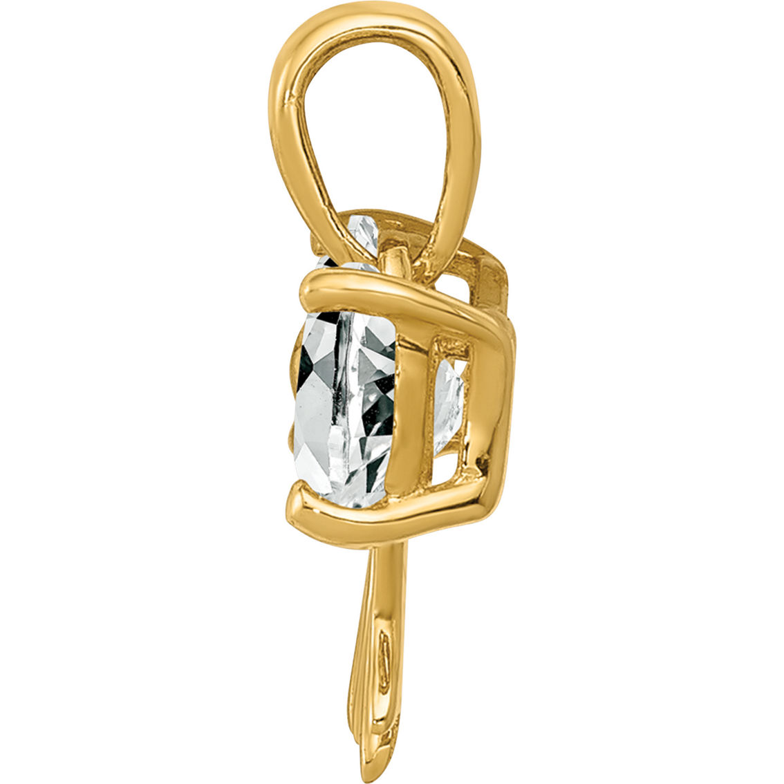 14K Gold Polished White Topaz Bow Pendant - Image 2 of 4