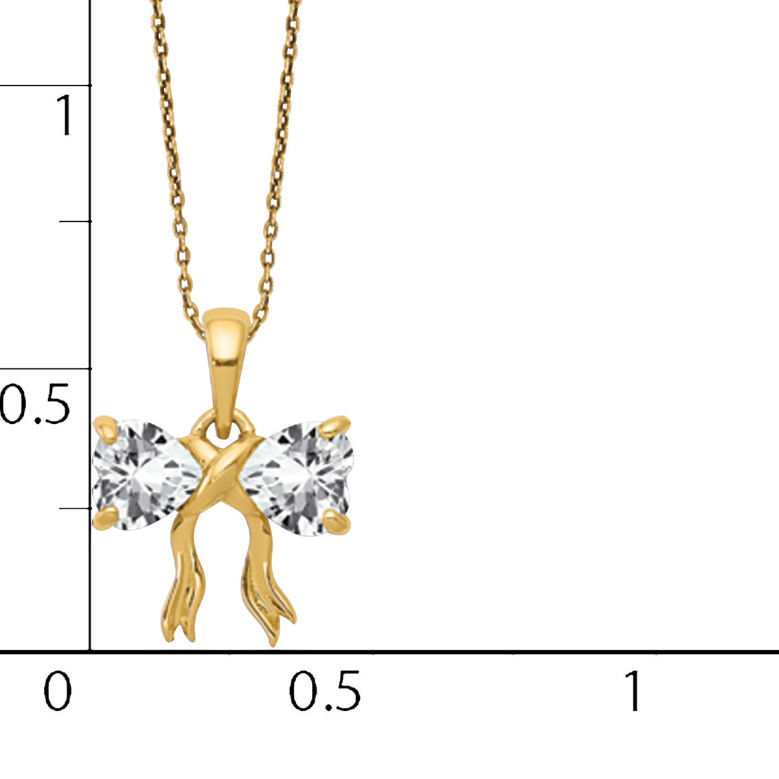 14K Gold Polished White Topaz Bow Pendant - Image 4 of 4
