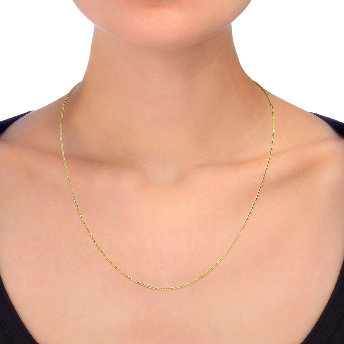 14K Yellow Gold 18 in. 0.9mm Solid Square Wheat Chain - Image 2 of 2