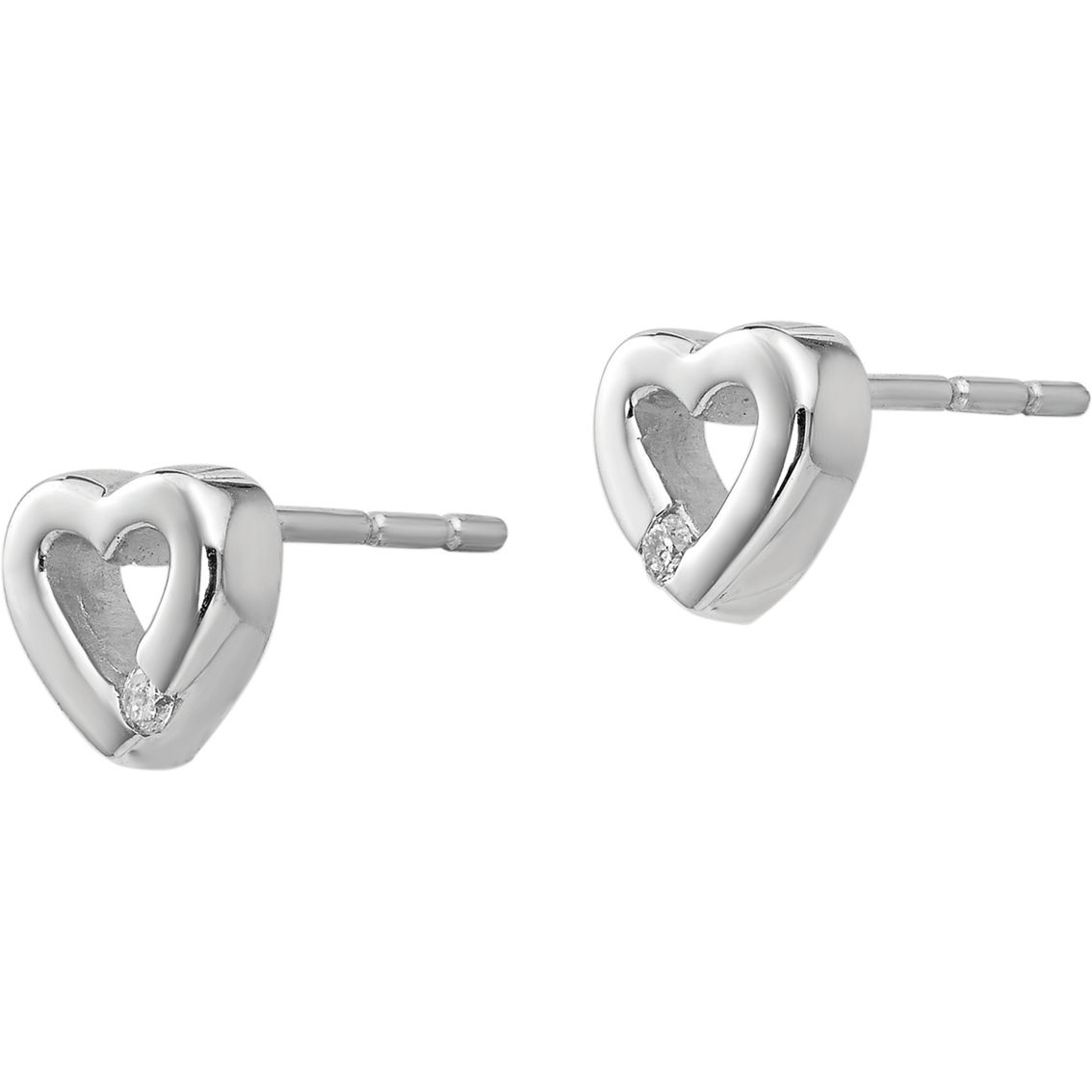 White Ice Rhodium Over Sterling Silver Diamond Accent Open Heart Post Earrings - Image 2 of 3