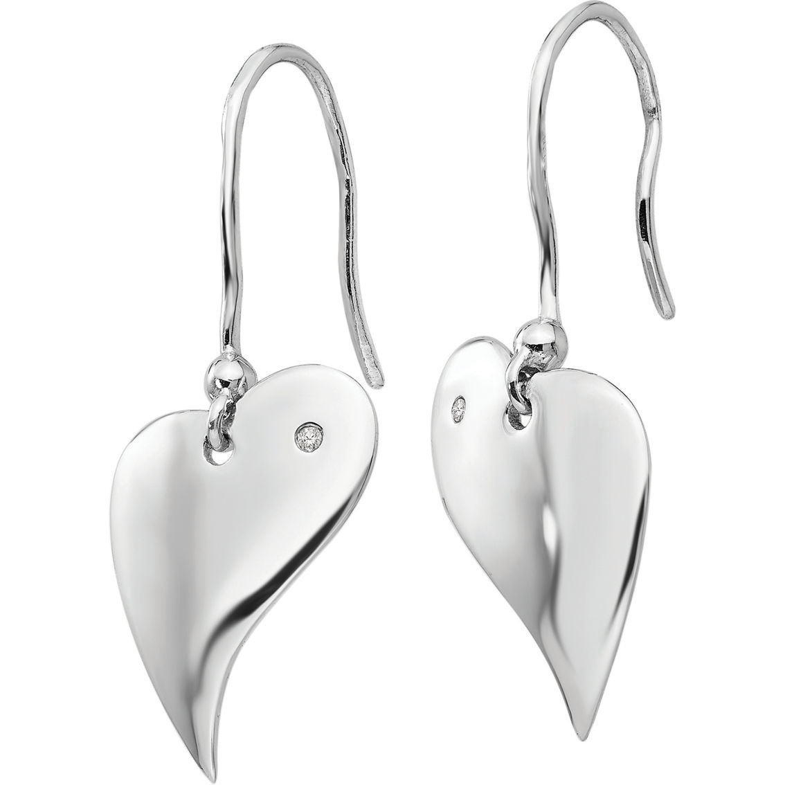 White Ice Sterling Silver Diamond Accent Heart Dangle Earrings - Image 2 of 3