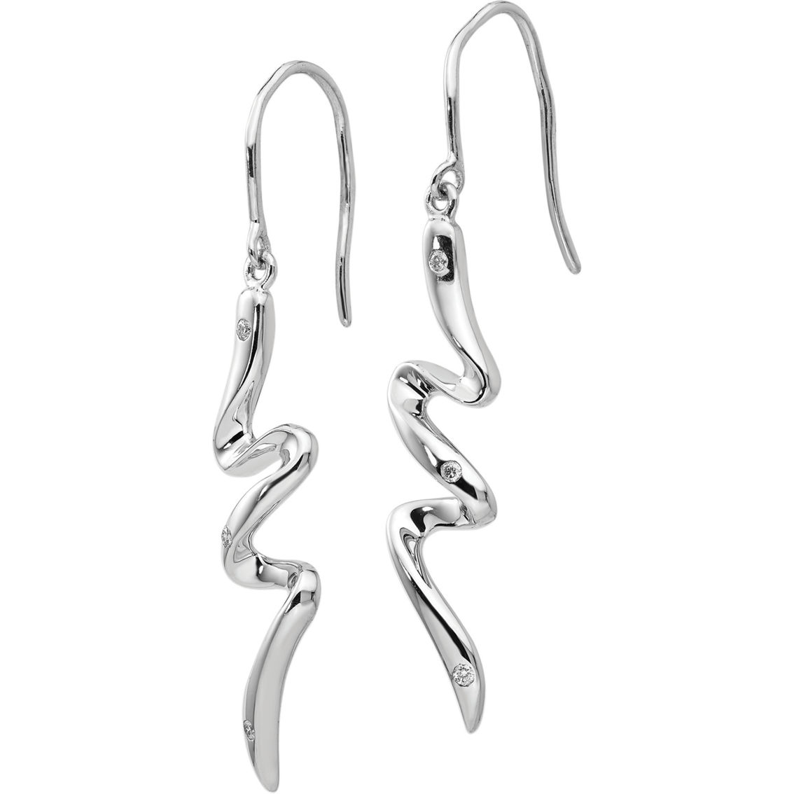 White Ice Sterling Silver Diamond Accent Dangle Earrings - Image 2 of 3