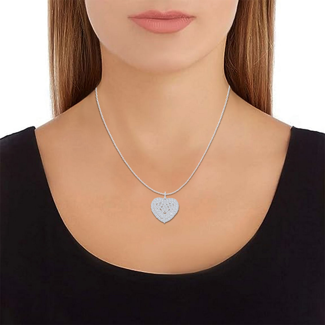 Sterling Silver 1/5 CTW Diamond Large Heart Pendant - Image 2 of 3