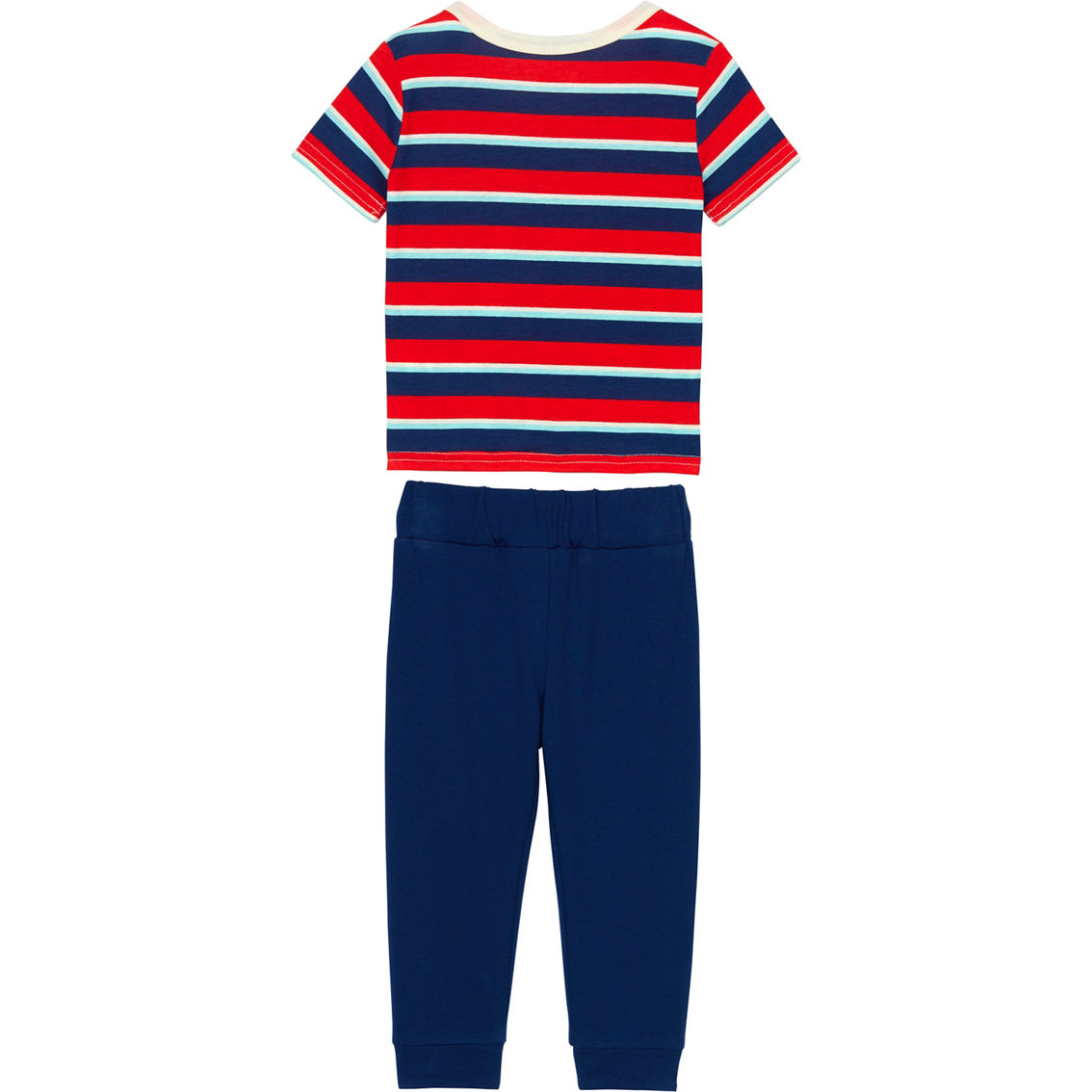 Buzz Cuts Little Boys Print Graphic Tee and French Terry Jogger Pants 2 pc. Set - Image 2 of 2