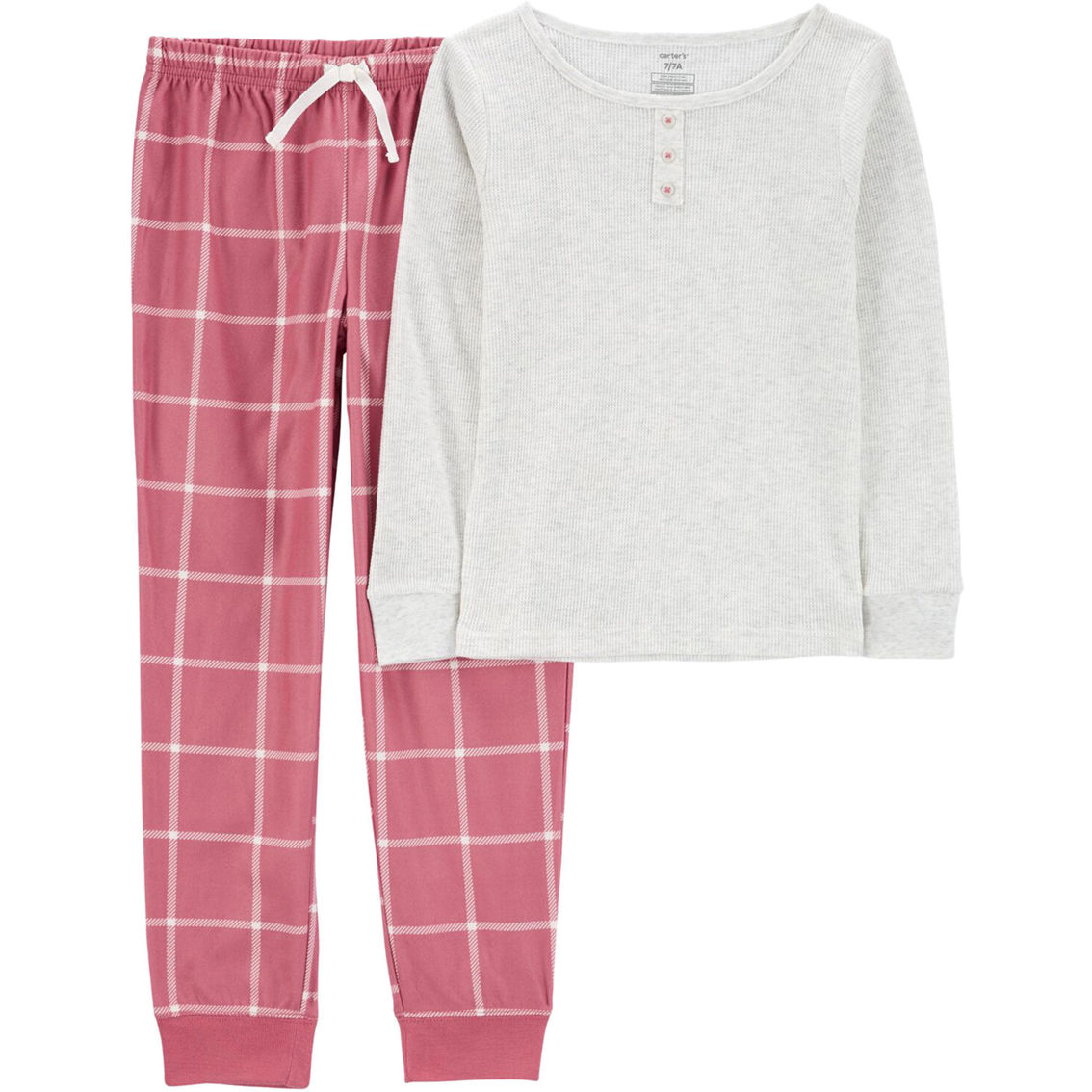 Carter's Little Girls Gray Thermal Top And Fleece Pants Pajama 2 Pc ...