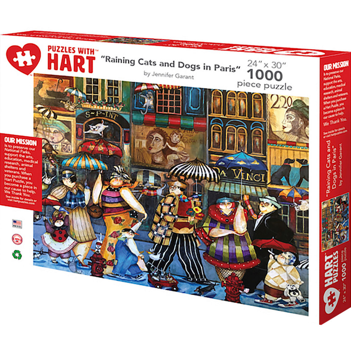 Hart Puzzles Raining Cats and Dogs in Paris 1,000 pc. Puzzle - Image 2 of 6