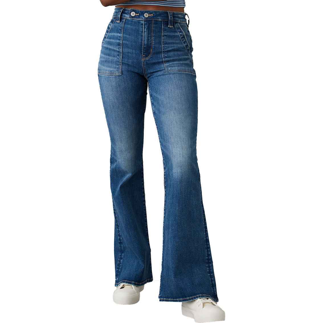 American Eagle Juniors Next Level Super High Waisted Flare Jeans ...
