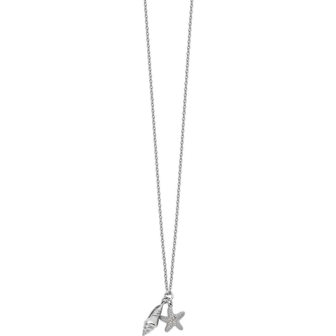 White Ice Sterling Silver Diamond Accent Shell and Starfish Pendant Necklace - Image 2 of 3