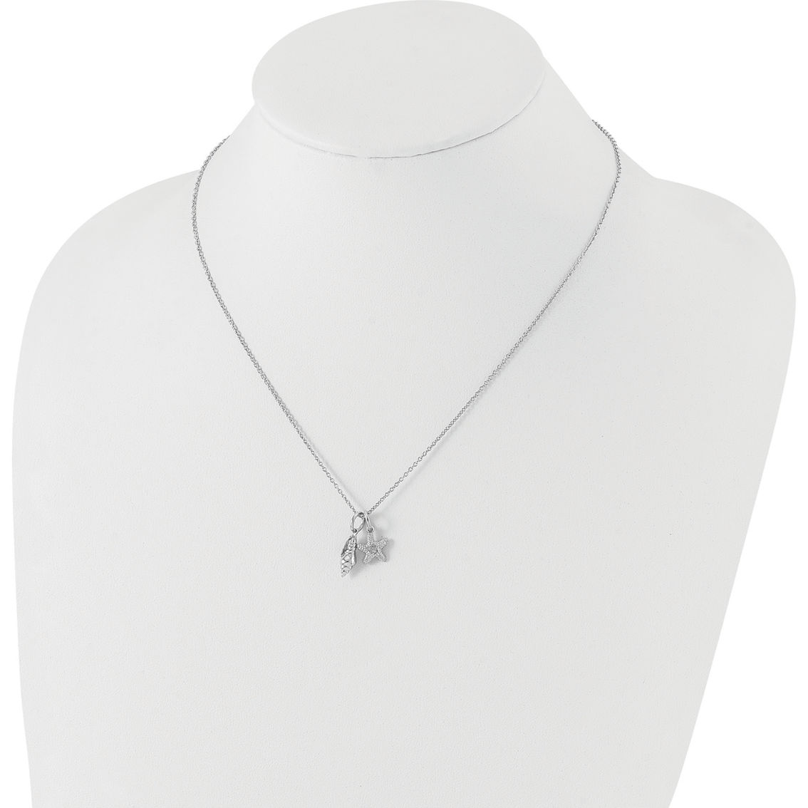 White Ice Sterling Silver Diamond Accent Shell and Starfish Pendant Necklace - Image 3 of 3
