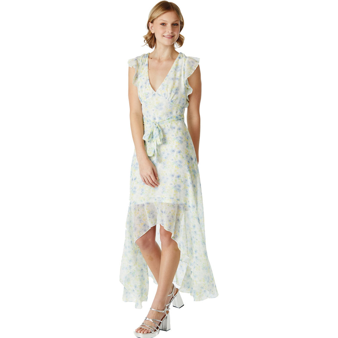 Almost Famous Juniors Flutter Sleeves High Low Hem Maxi Dress - Image 3 of 3