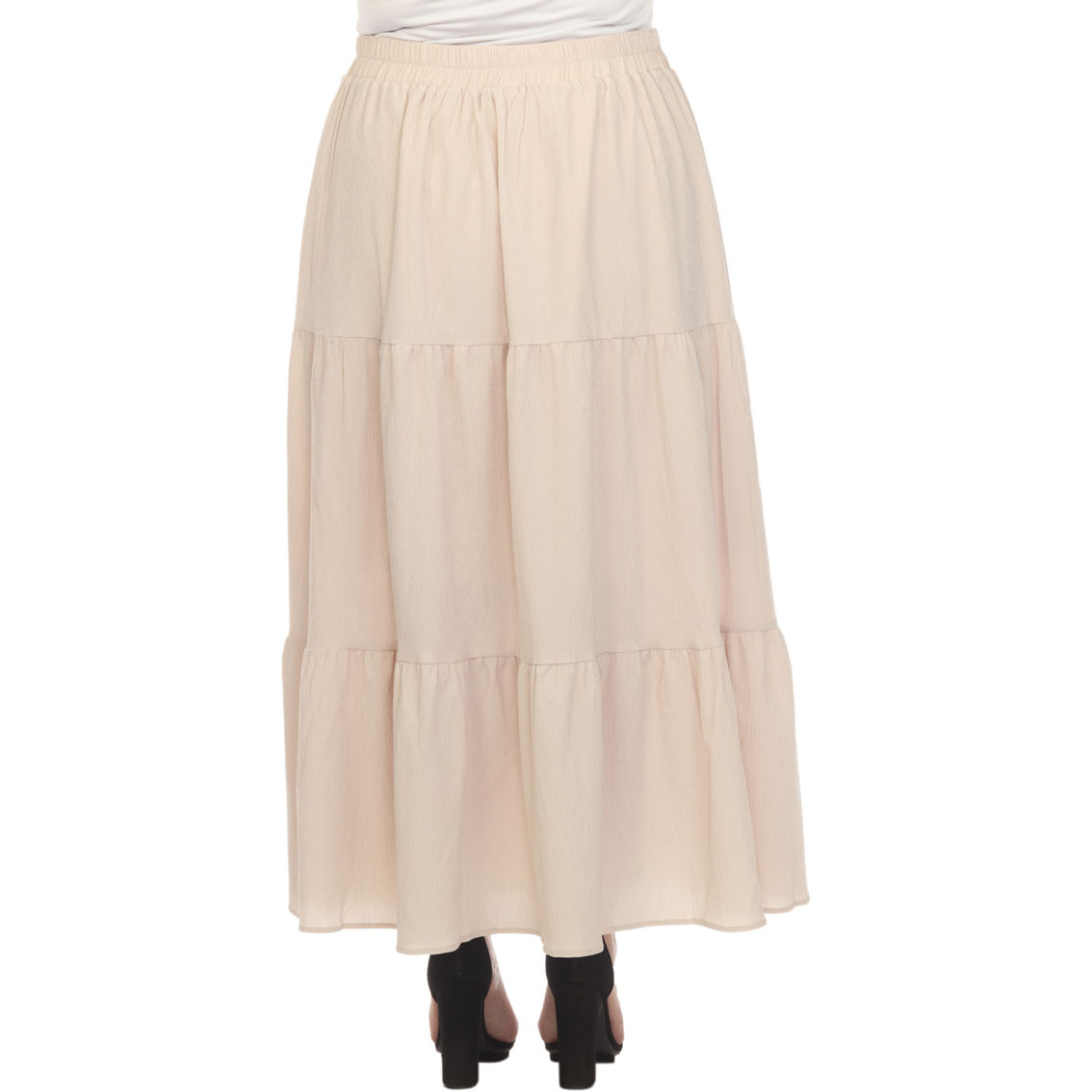 White Mark Plus Size Pleated Tiered Maxi Skirt - Image 2 of 5