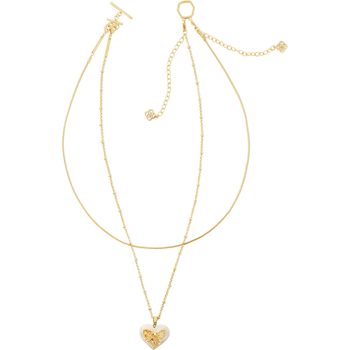 Kendra Scott Penny Ivory Mother of Pearl Goldtone Heart Multi Strand Necklace - Image 2 of 3