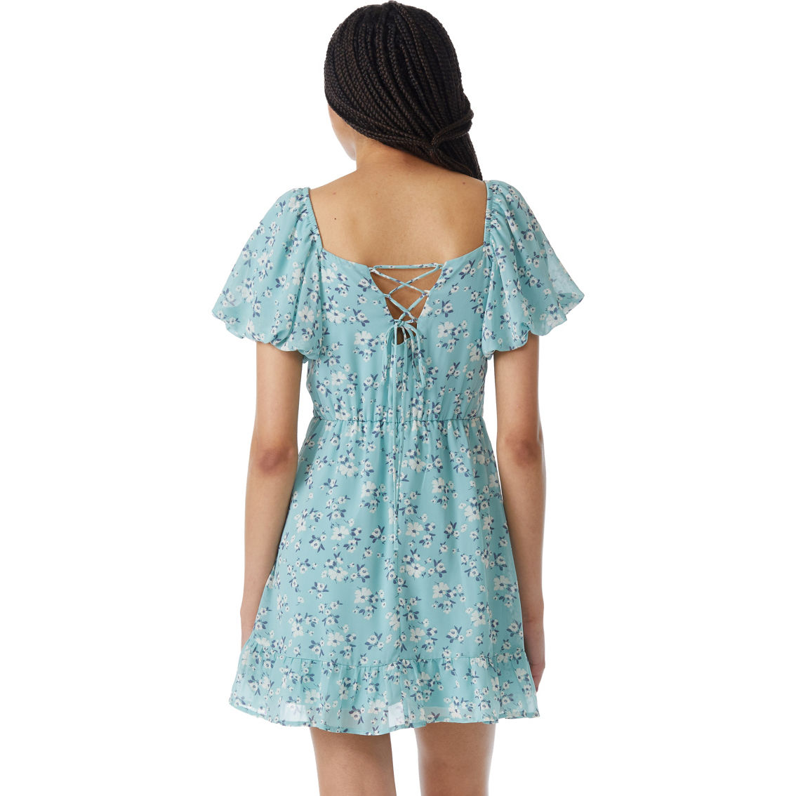 Speechless Juniors Floral Chiffon Lace-Up Back Dress - Image 2 of 3