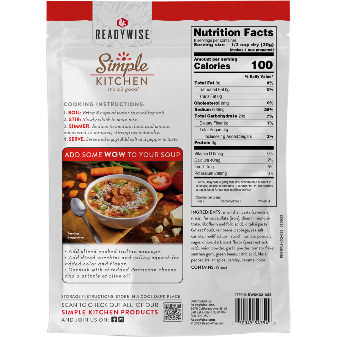 ReadyWise Minestrone Soup Mix Case 6 ct., 8 Servings - Image 2 of 6
