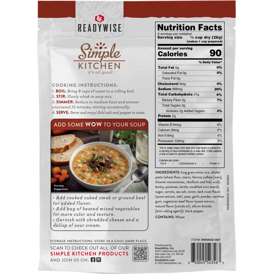ReadyWise Vegetable Beef Beef Flavored Soup Mix Case 6 ct., 8 Servings - Image 2 of 6
