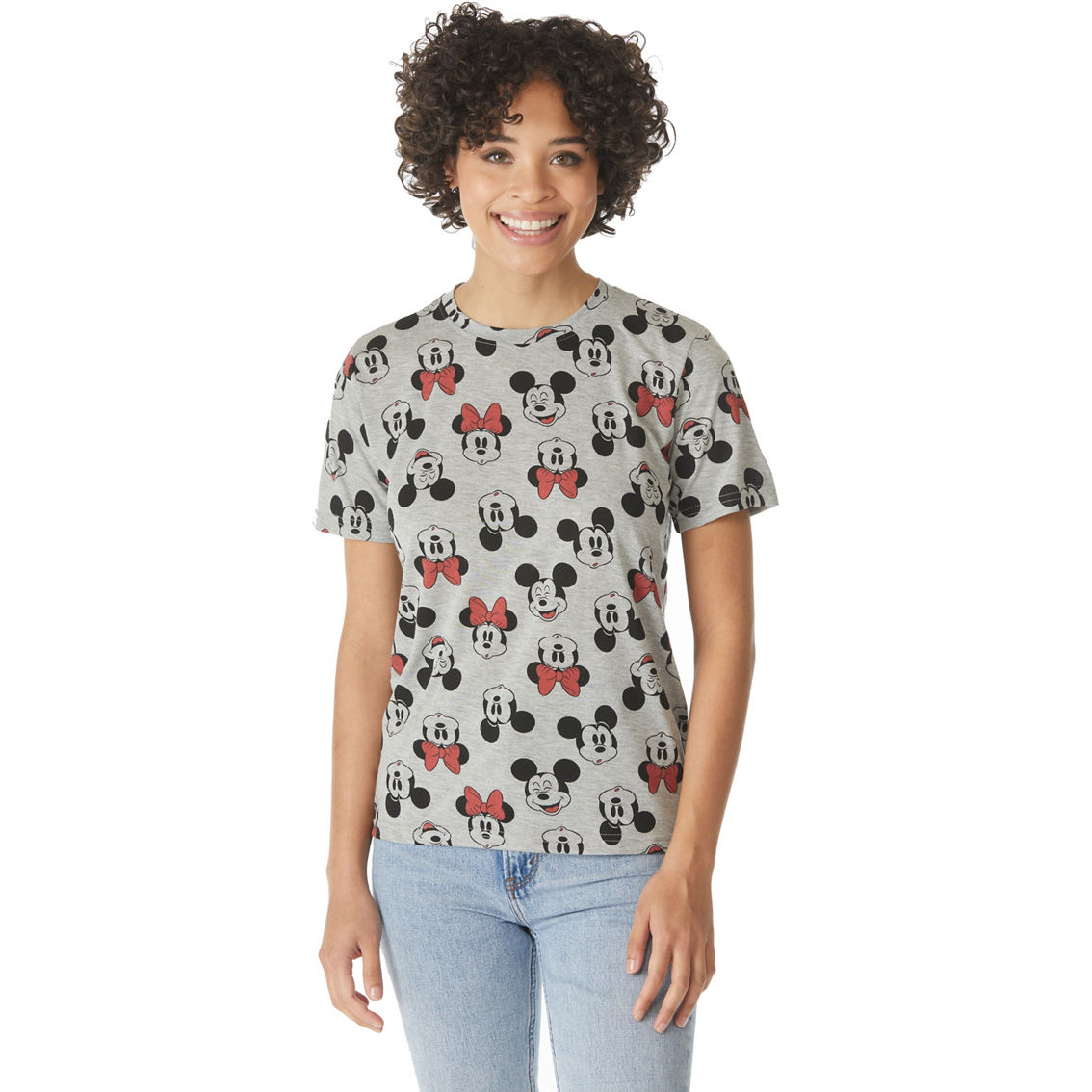 Jerry Leigh Juniors Disney Mickey and Minnie Mouse Allover Print Tee - Image 3 of 3