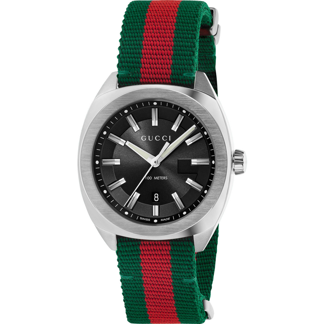 Gucci Gg2570 41mm Black Dial Green And Red Nylon Strap Watch Ya142305 ...