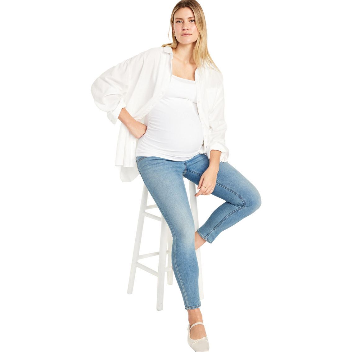 Old Navy Maternity Full-Panel Wow Light Wash Skinny Jeans - Image 3 of 4