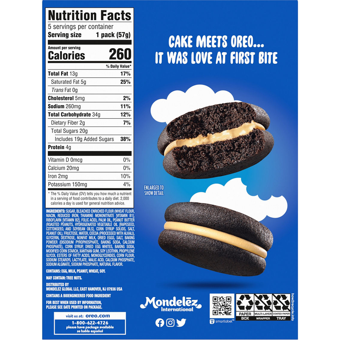 Oreo Peanut Butter Creme Cakesters Soft Snack Cakes Snack Packs 2.02 oz., 5 ct. - Image 2 of 2