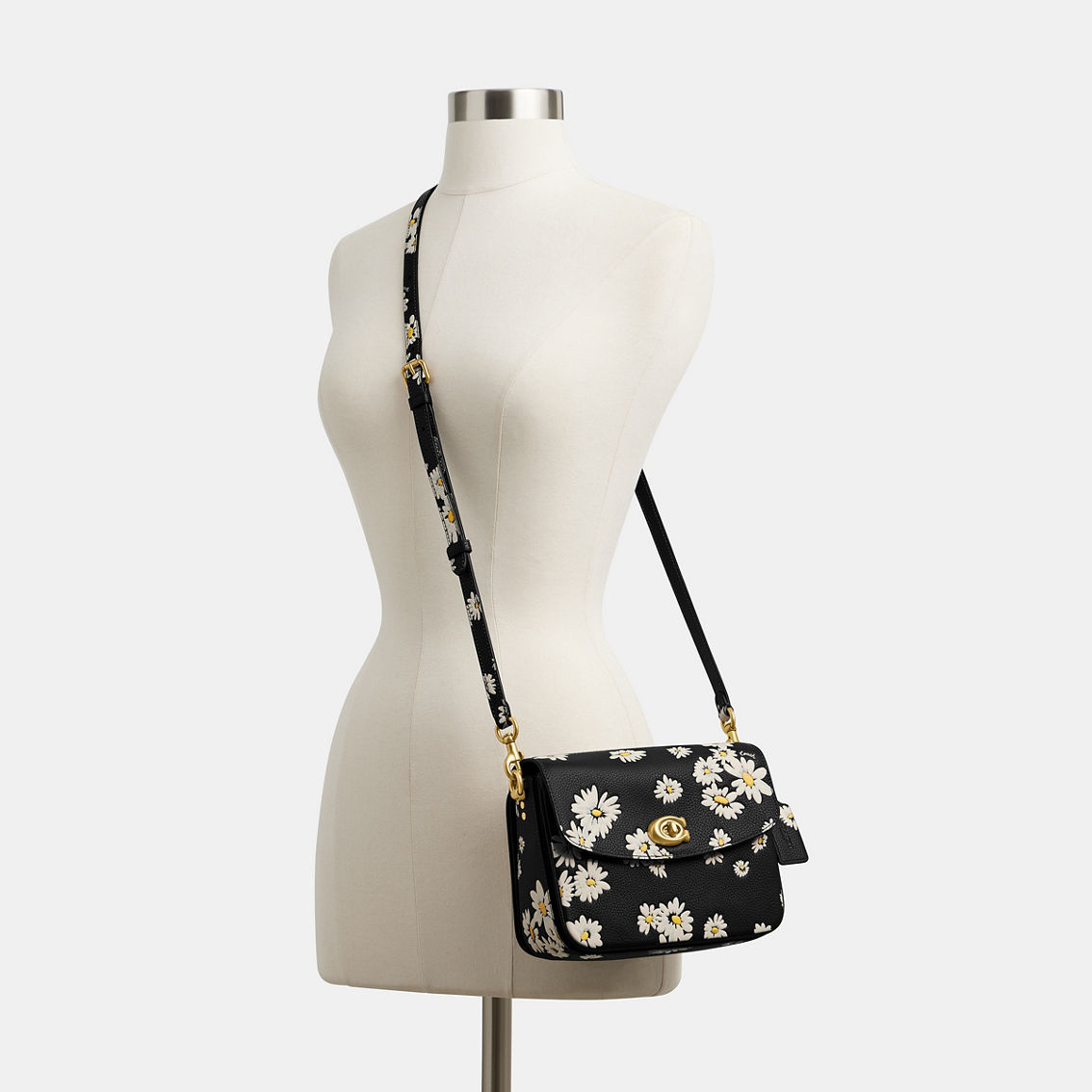 Coach Floral Printed Leather Cassie 19 Crossbody, Black Multi - Image 4 of 4