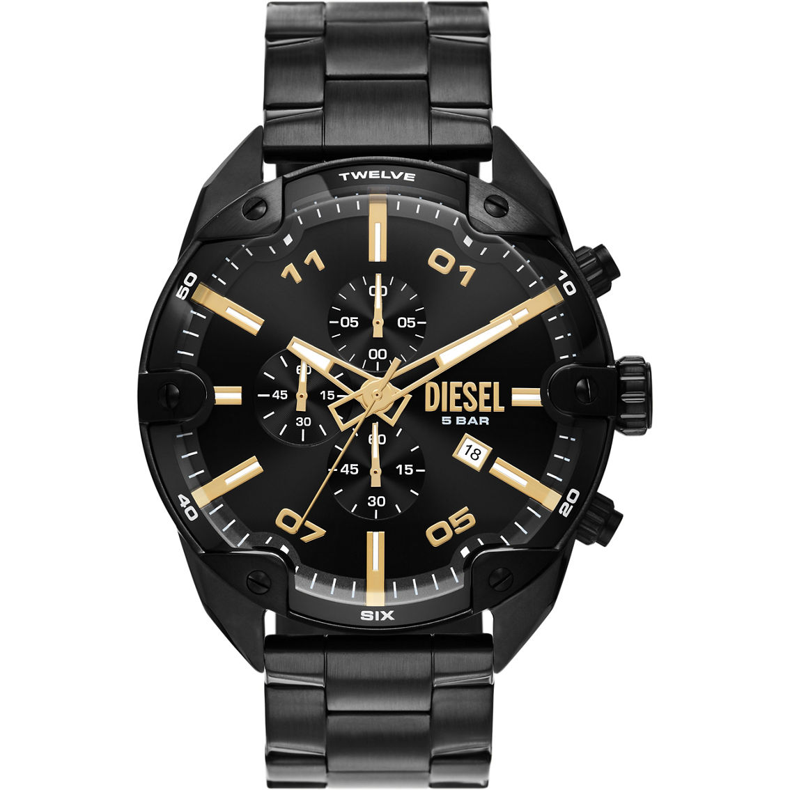 Diesel Men\'s Spiked Chronograph Black Stainless Steel Watch Dz4644 |  Stainless Steel Band | Jewelry & Watches | Shop The Exchange