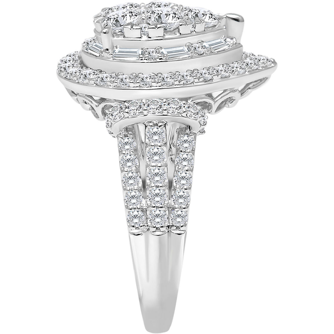 American Rose 10K White Gold 2 CTW Diamond Ring Size 7 - Image 3 of 4
