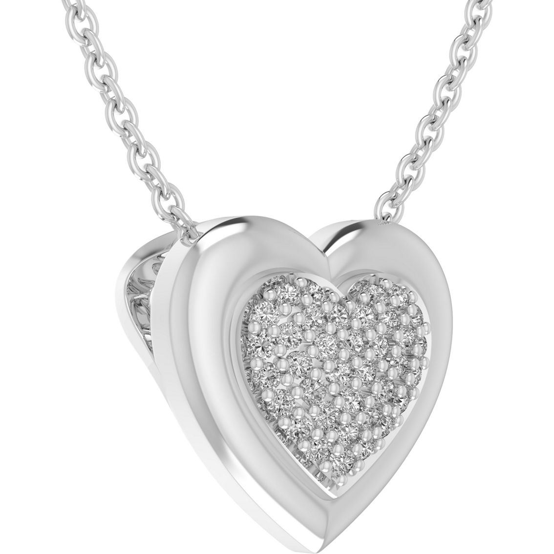 Sterling silver 1/5 CTW Diamond Heart Earrings and Pendant Set - Image 3 of 6