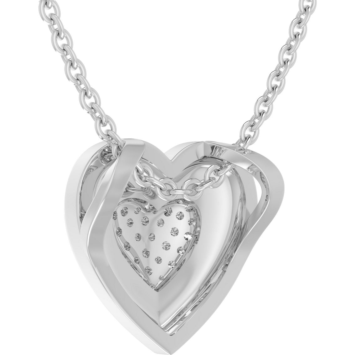 Sterling silver 1/5 CTW Diamond Heart Earrings and Pendant Set - Image 4 of 6