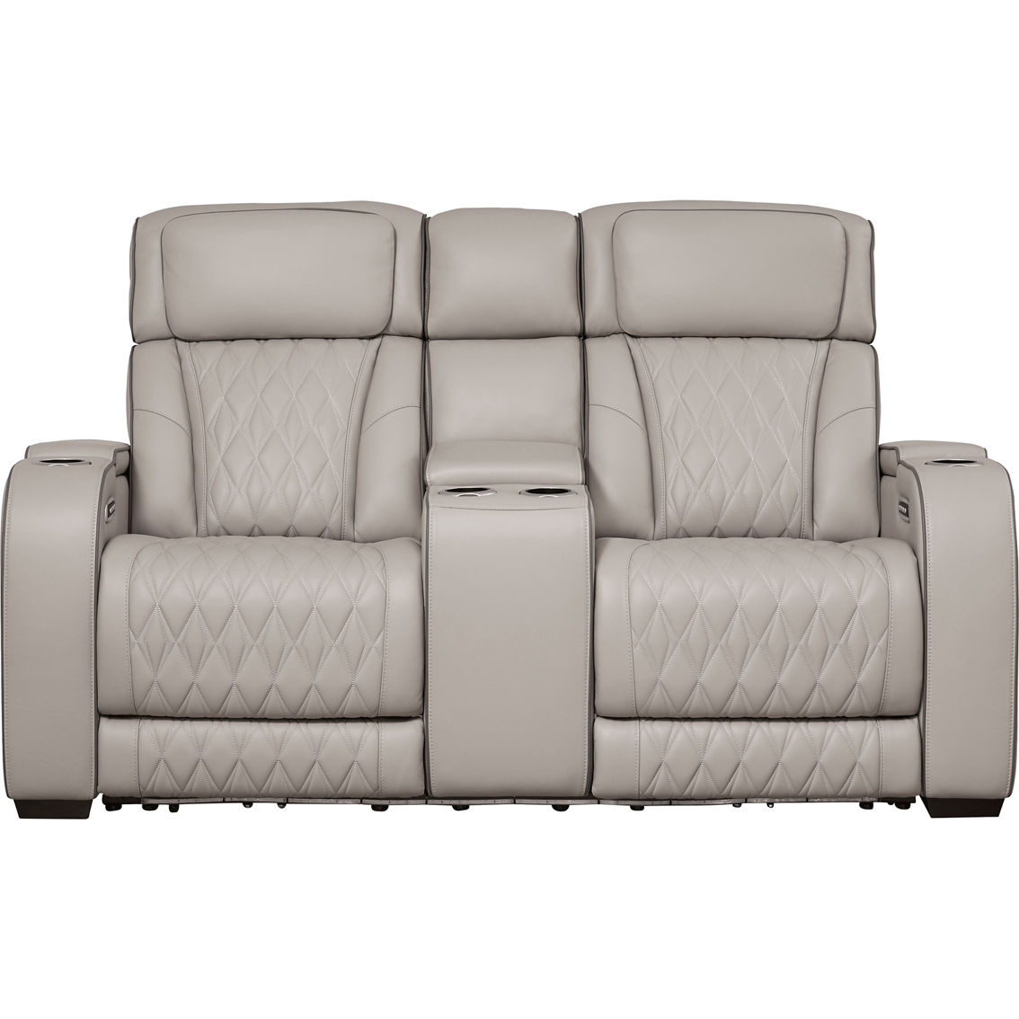 Leather+ by Ashley Boyington Power Reclining Loveseat with Console - Image 2 of 10