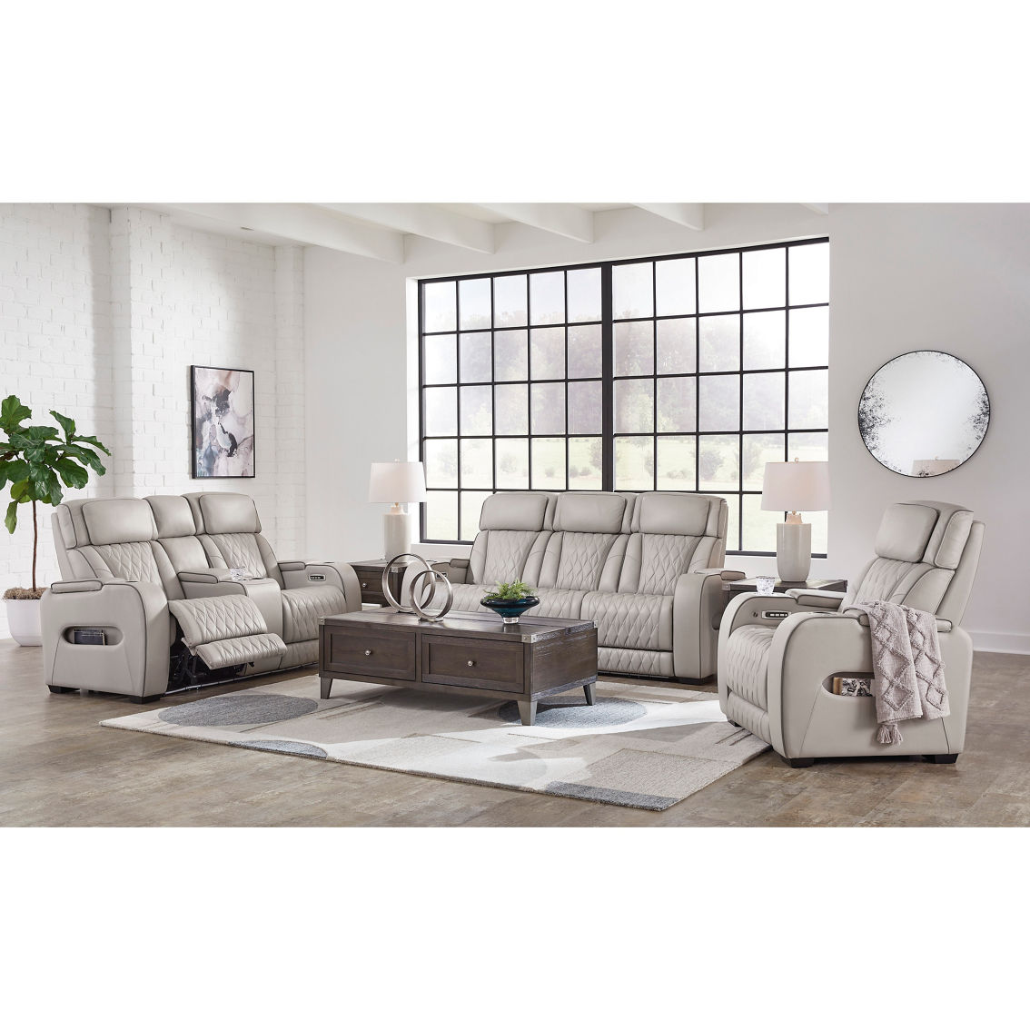 Leather+ by Ashley Boyington Power Reclining Loveseat with Console - Image 7 of 10