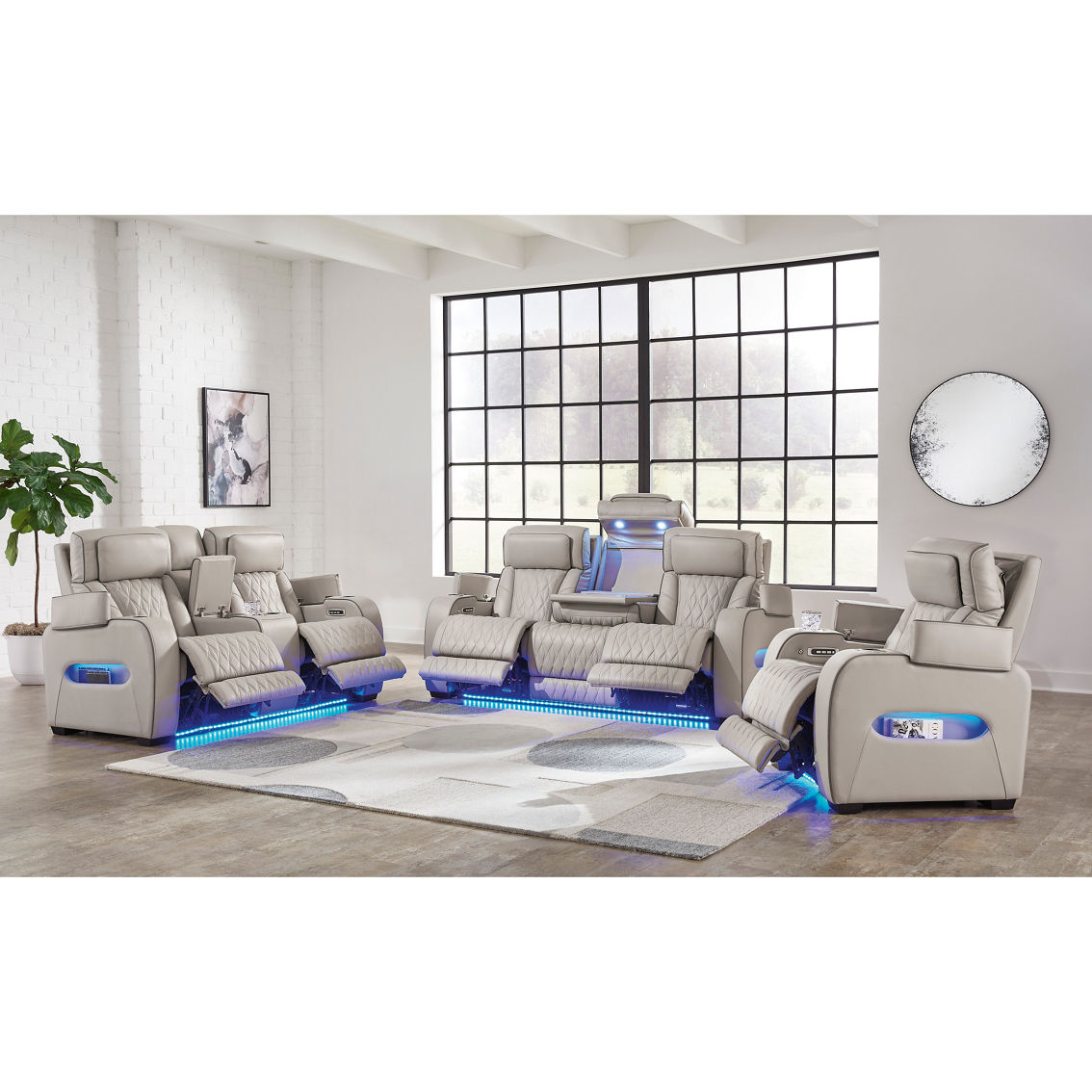 Leather+ by Ashley Boyington Power Reclining Loveseat with Console - Image 8 of 10