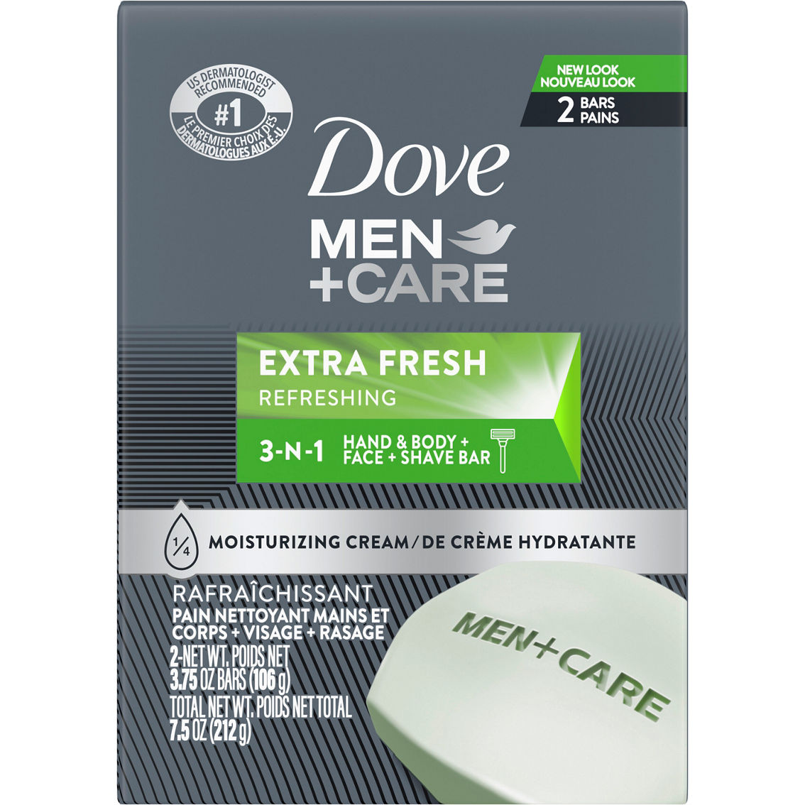 Dove Men + Care Extra Fresh Body and Face Bar Soap 2 pk.