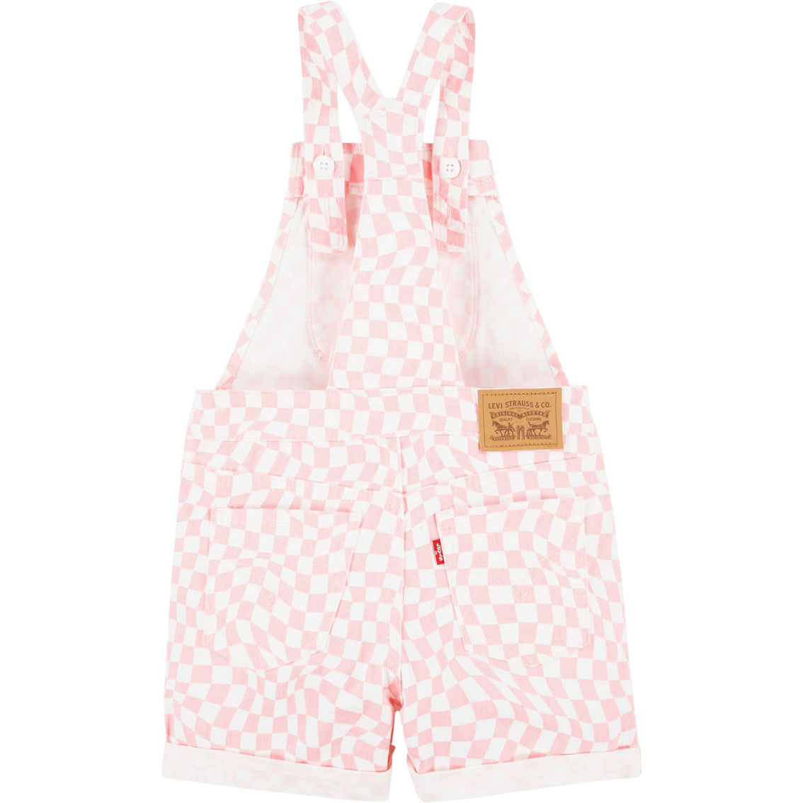Levi's Little Girls Pink Checkered Shortalls - Image 2 of 4