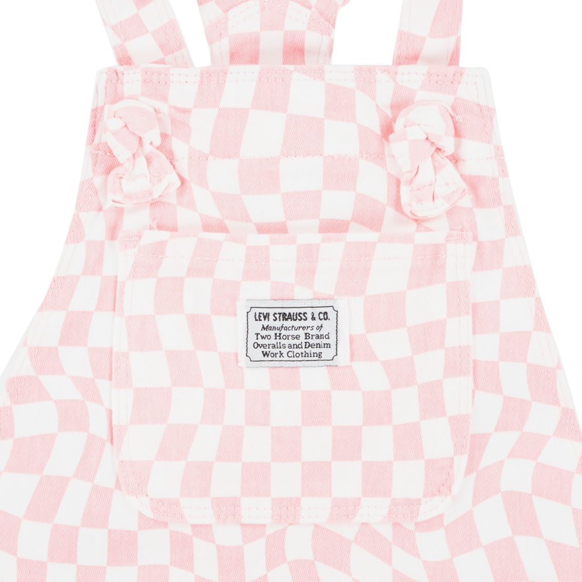 Levi's Little Girls Pink Checkered Shortalls - Image 3 of 4