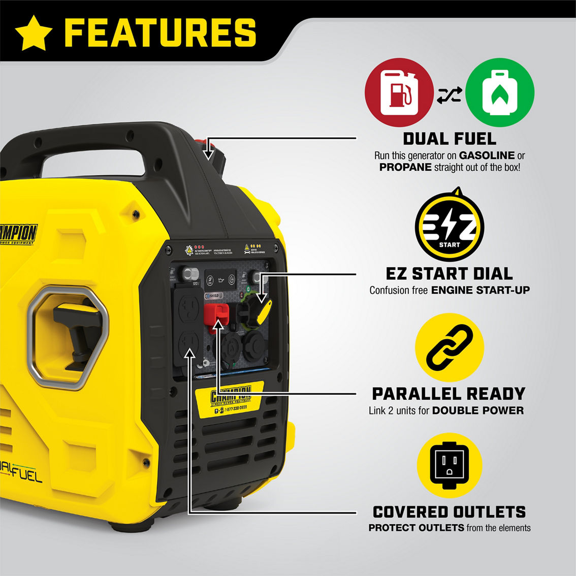 Champion 2500W Ultralight Portable Dual Fuel Inverter Generator with CO Shield - Image 8 of 10